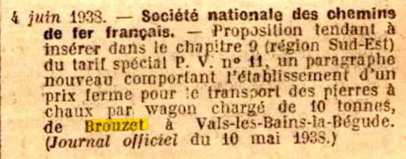 article concernant la gare de Brouzet