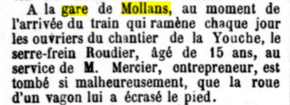 Accident en gare de Mollans-Propiac