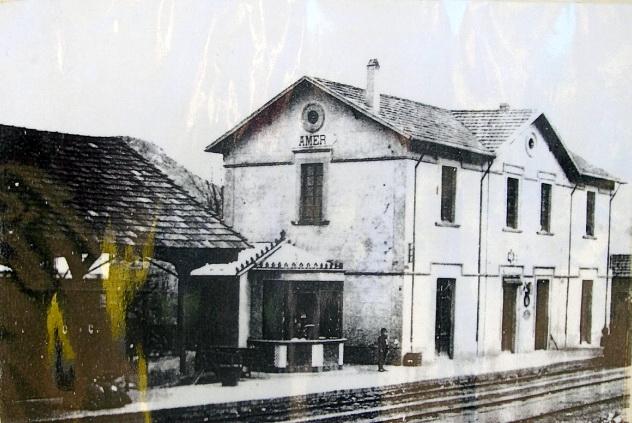 Photo ancienne de la Gare d'Amer (exposée sur site)