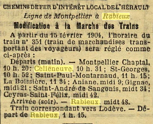 De la gare de Lavérune à la gare de Montpellier-Chaptal